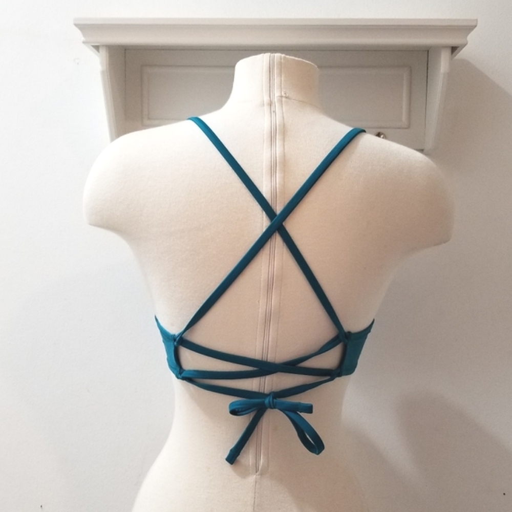 Aerie Turquoise Perkier Pushup Crossback Underwire Bikini Top Sz 34B - Picture 6 of 7